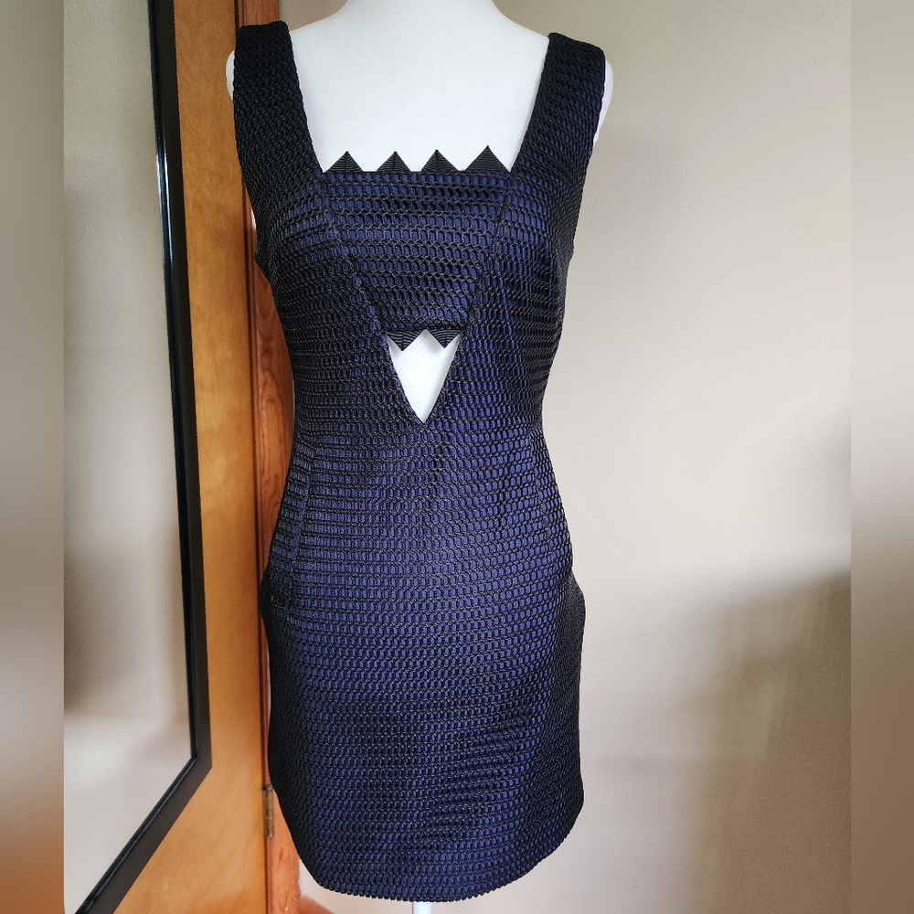 Self-Portrait Black And Blue Sheath Mini Dress
